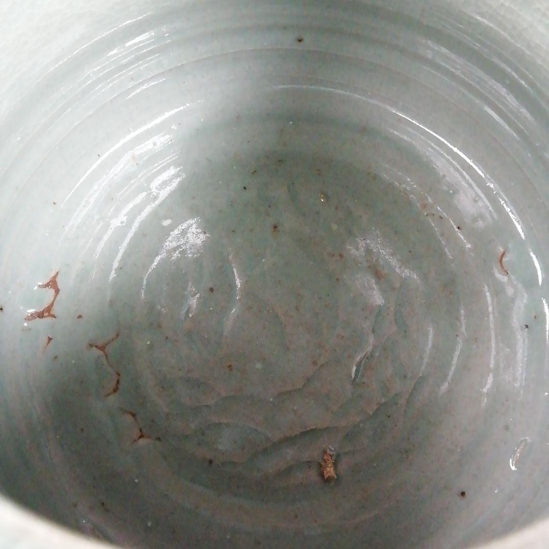 Ｗ３３２　水指　『青磁象嵌雲鶴文』『池順鐸 作』　共箱　茶道具