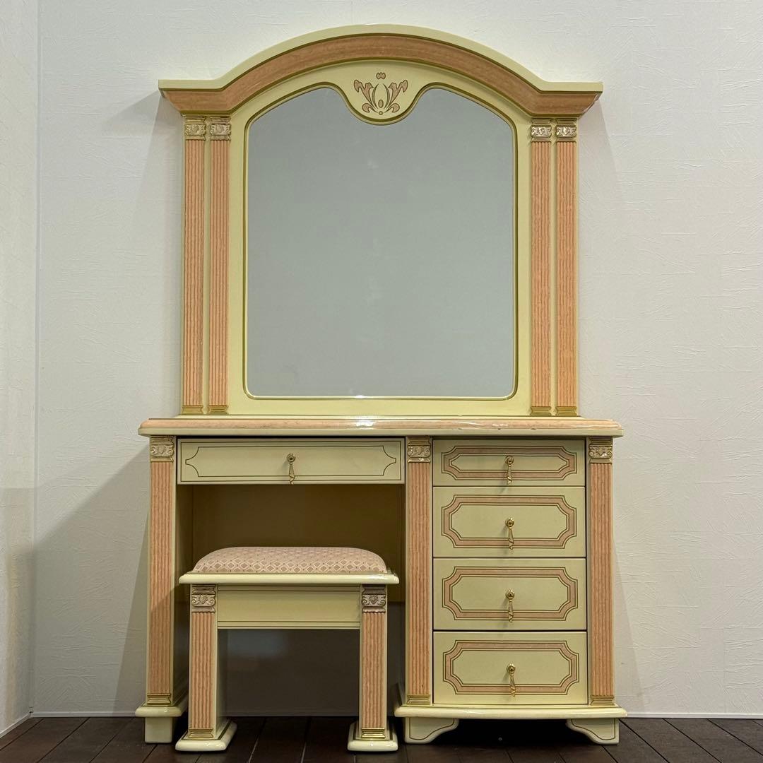 H112K68a イタリア製 ドレッサー チェアセット ロココ調