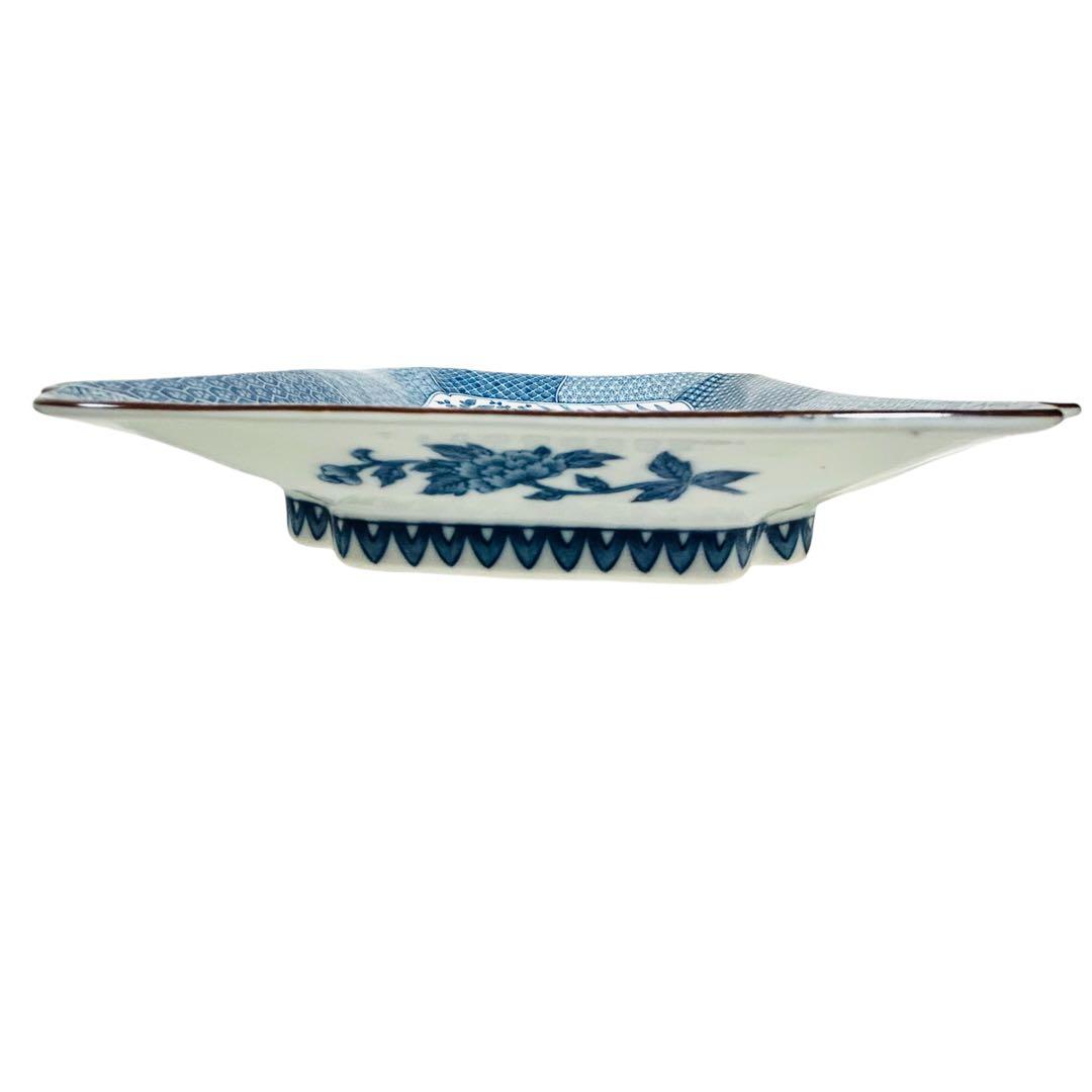 龍峰窯　四君子　高台角皿・小鉢揃セット　角皿　角鉢　染付　古伊万里 大皿