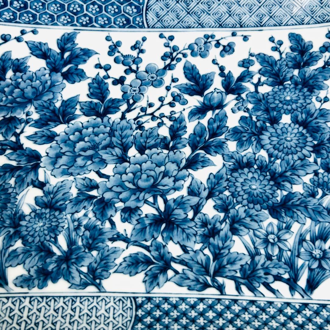 龍峰窯　四君子　高台角皿・小鉢揃セット　角皿　角鉢　染付　古伊万里 大皿