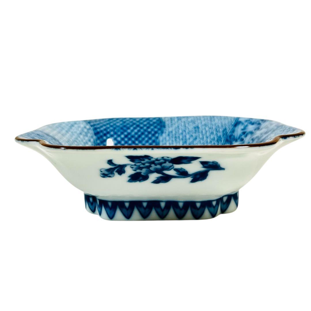 龍峰窯　四君子　高台角皿・小鉢揃セット　角皿　角鉢　染付　古伊万里 大皿