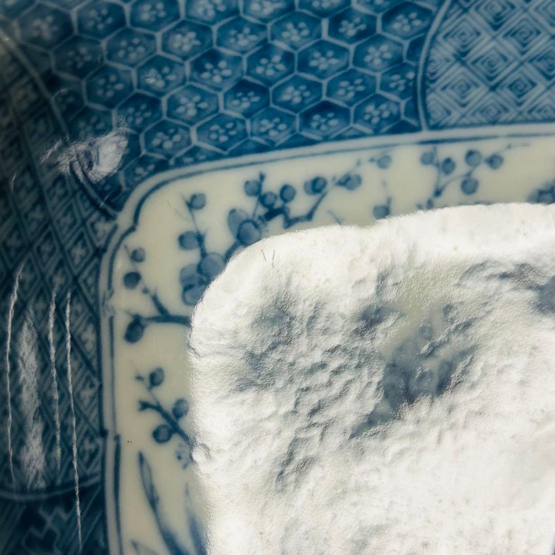 龍峰窯　四君子　高台角皿・小鉢揃セット　角皿　角鉢　染付　古伊万里 大皿