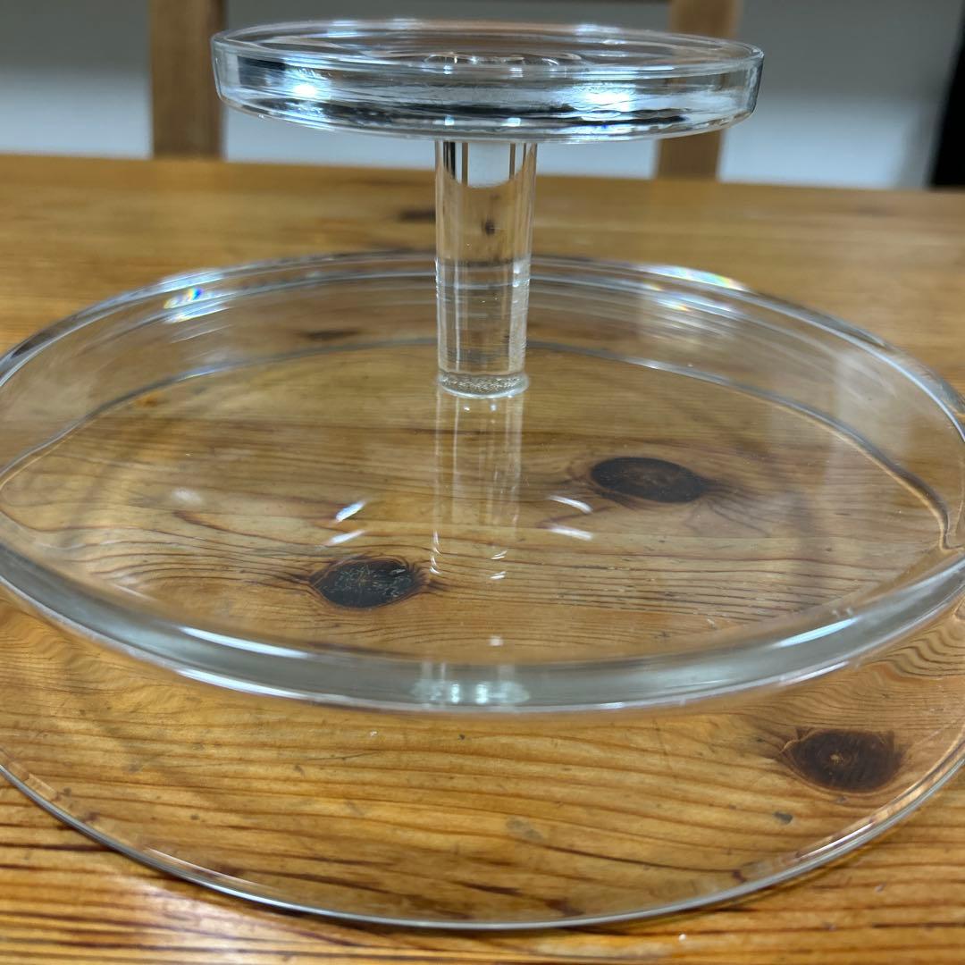 作家　ガラス作家　コンポート　フルーツ皿　ケーキ皿　23㎝　大