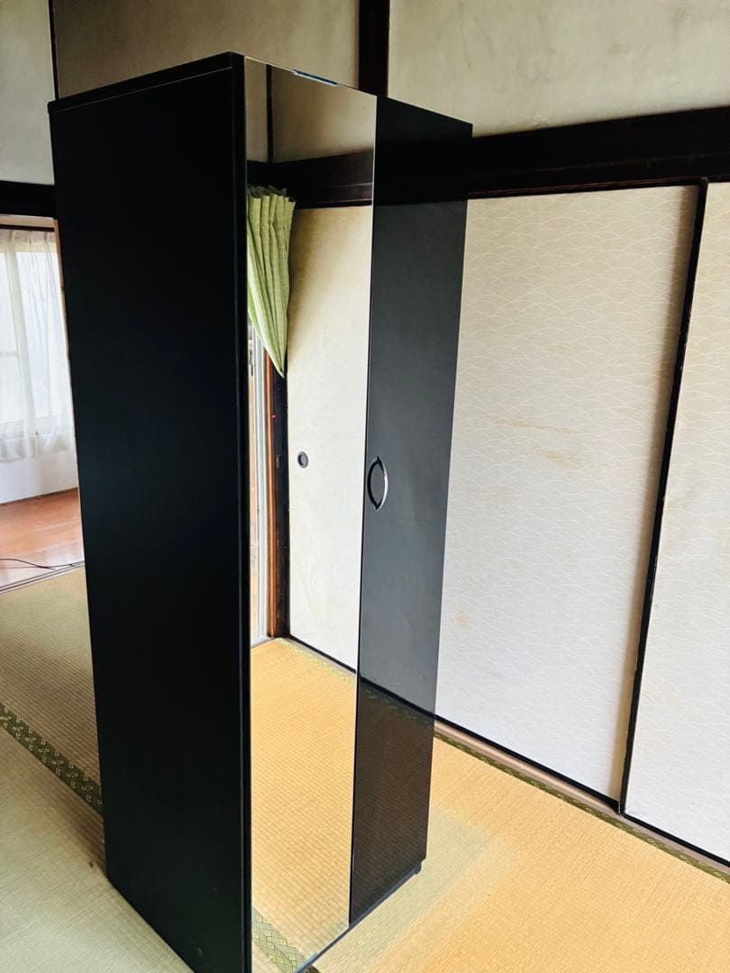 福岡発 組み立てたまま 洋服タンス 箪笥 クローゼット 姿見付き ハンガー掛け