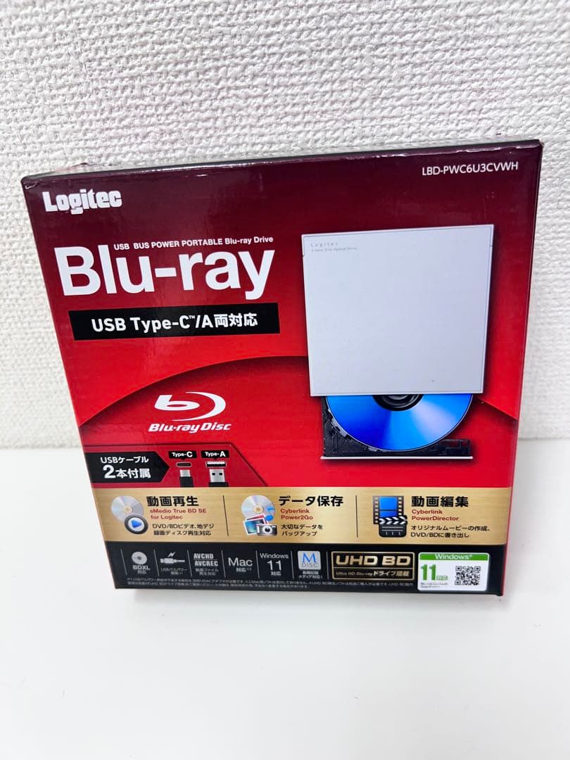 #DVD204ロジテック 外付け ブルーレイドライブLBD-PWC6U3CVWH
