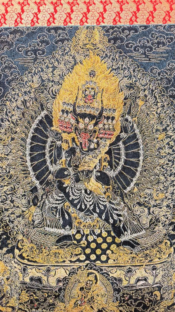 「密教曼荼羅 金泥細密画 掛軸」「金泥」「細密」「密教」「曼荼羅」「錦織表装」