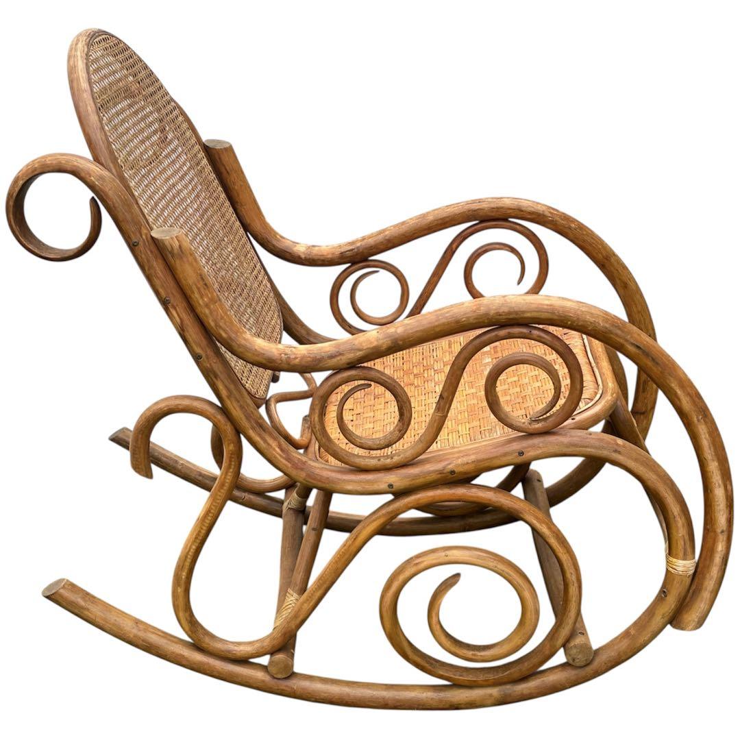 ヴィンテージ ラタン ロッキングチェア レトロ アンティーク