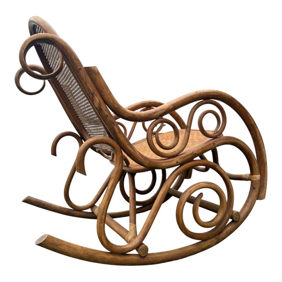 ヴィンテージ ラタン ロッキングチェア レトロ アンティーク