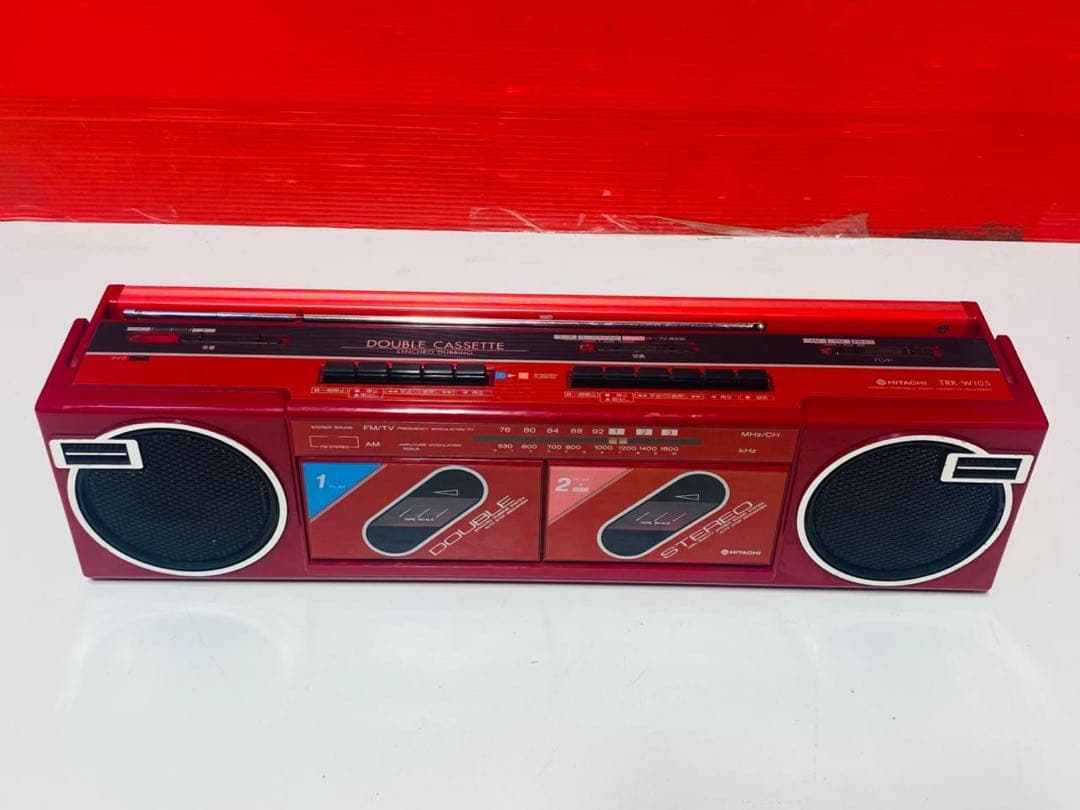 HITACHI 赤 ダブルカセット ステレオプレーヤー TRK-W105