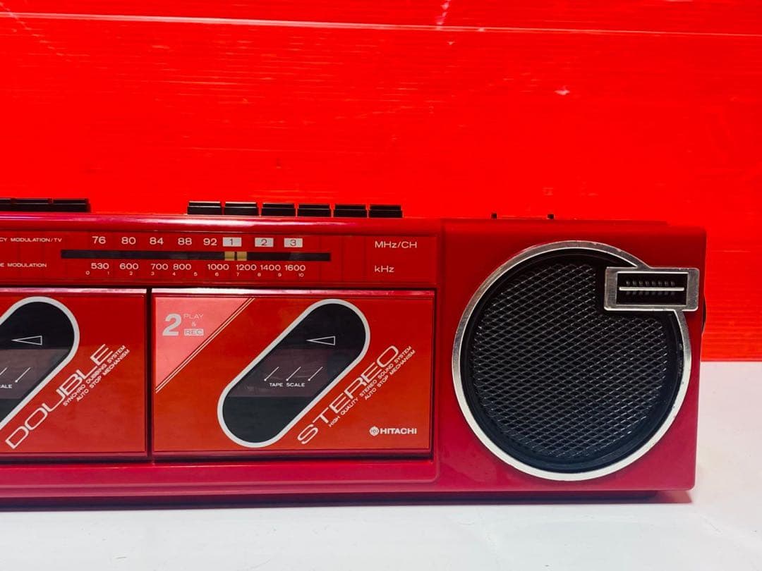 HITACHI 赤 ダブルカセット ステレオプレーヤー TRK-W105