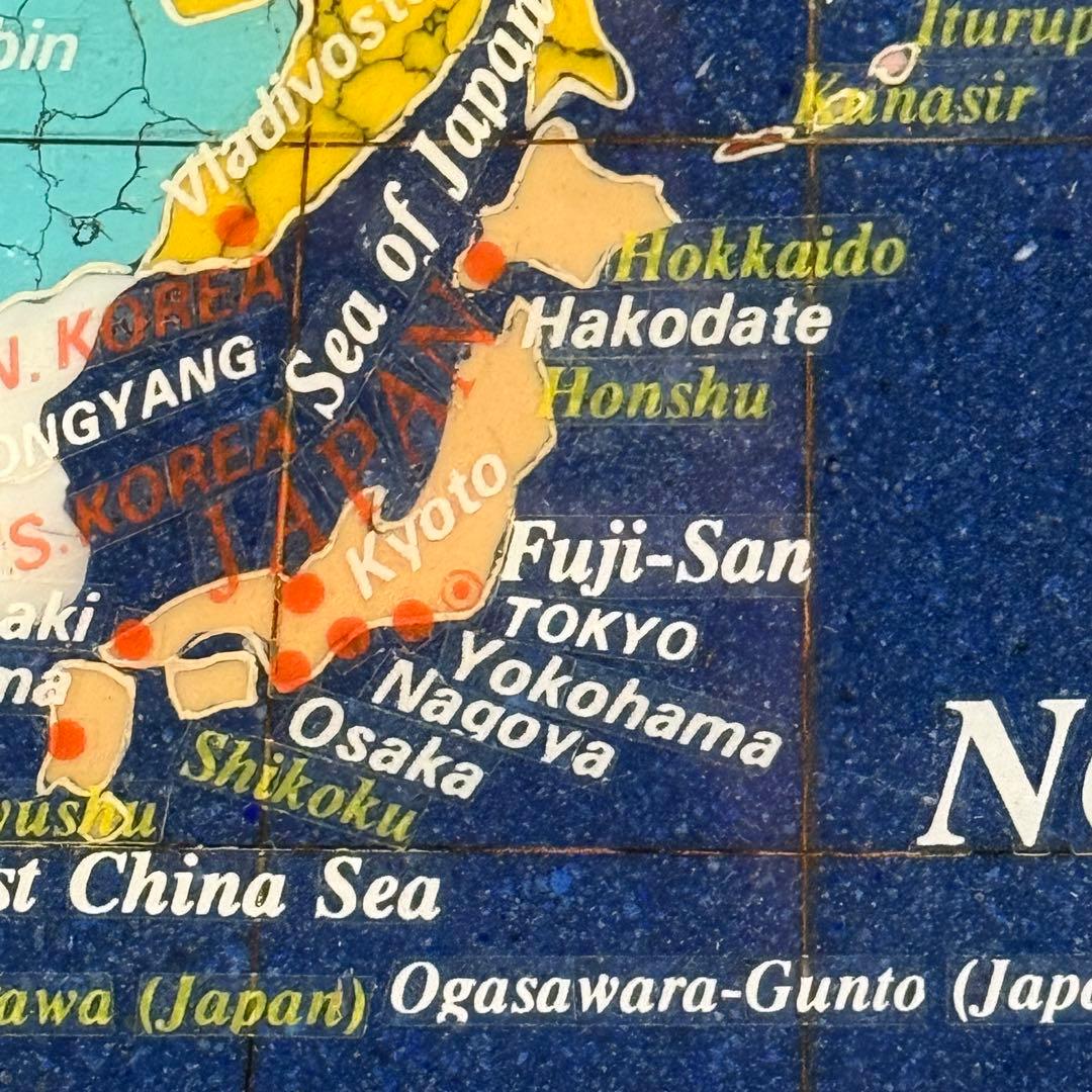 H6 「ジェムストーンマップ」 世界地図 ラピスラズリ 額
