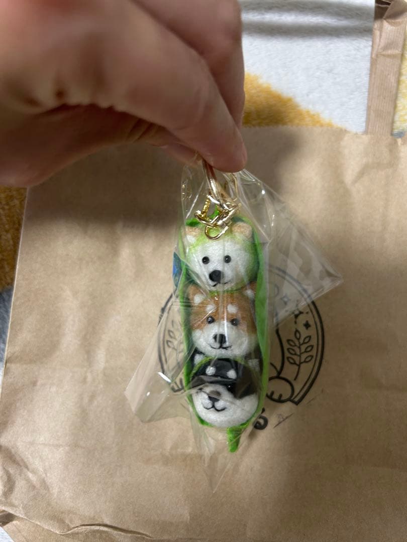 はんどわーくベーる 羊毛フェルト 柴だんご1点柴枝豆3点　4点セット
