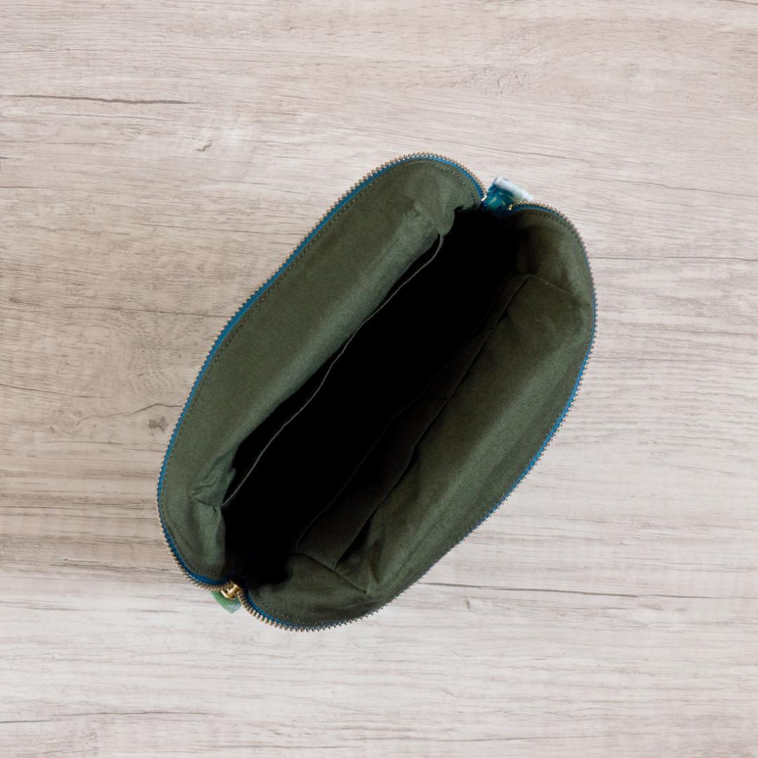 【手帳ポーチ／サイズ1】Leaf・グリーン（たくさん入るタイプ）