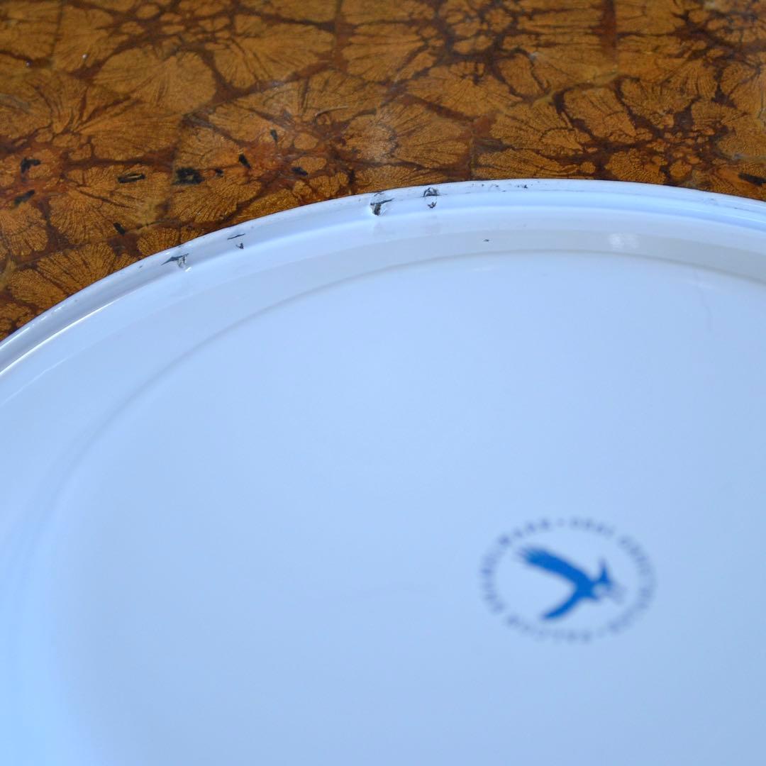 FALCON英国伝統ホーロー食器プレート3枚セット【ホワイトwithブルーリム】