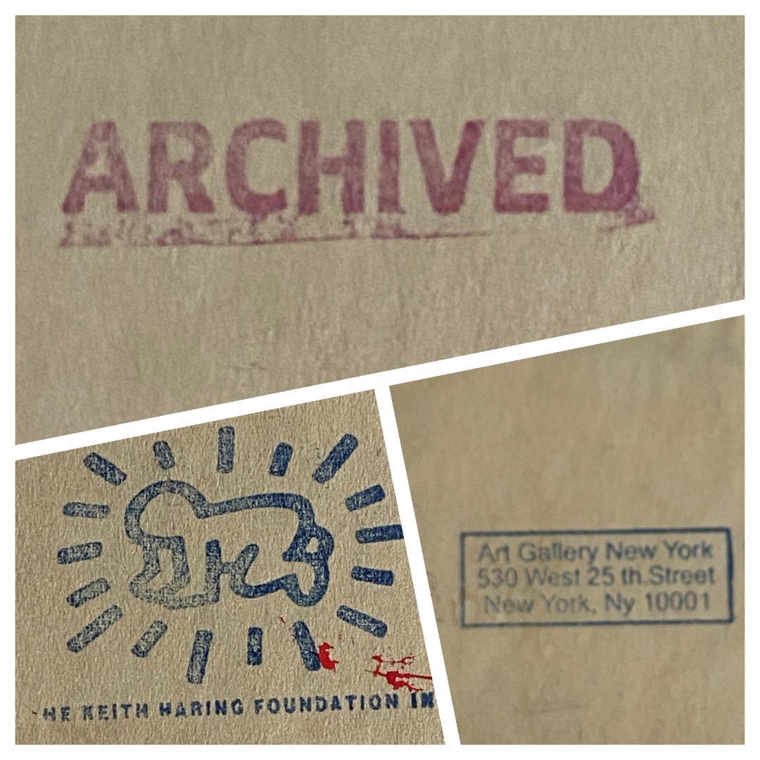 肉筆 サインあり キース ヘリング 油彩 原画 財団証明印 KHスタンプ 模写