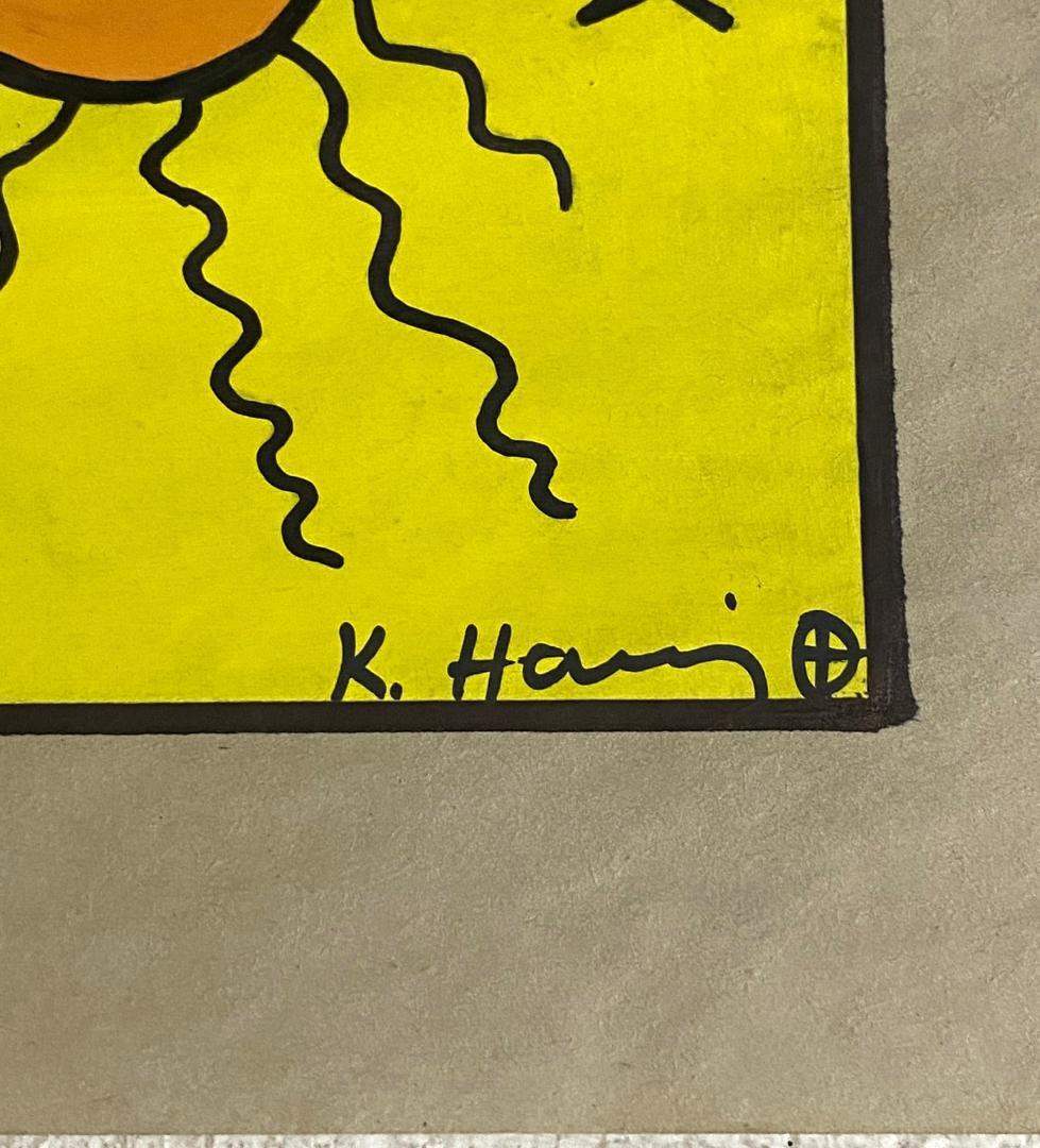 肉筆 サインあり キース ヘリング 油彩 原画 財団証明印 KHスタンプ 模写