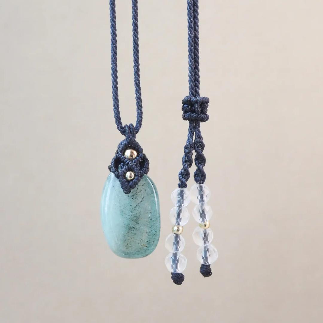アクアマリン マクラメ ネックレス