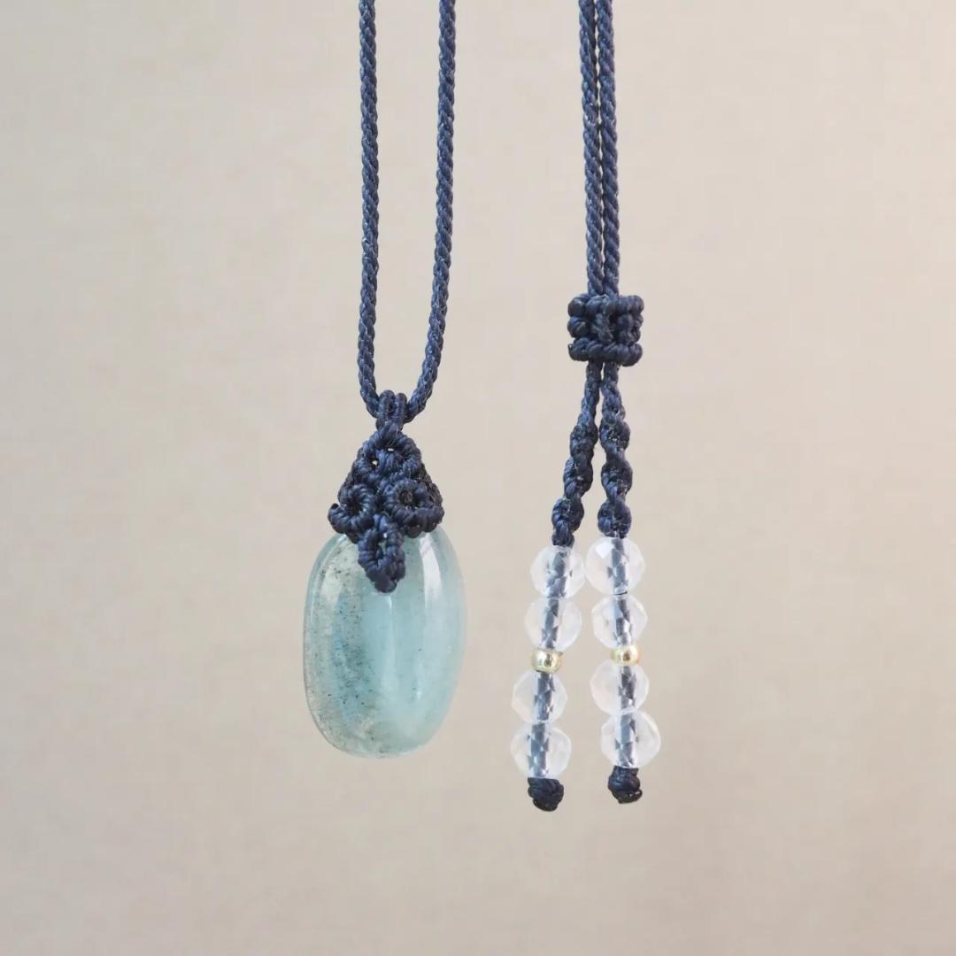 アクアマリン マクラメ ネックレス