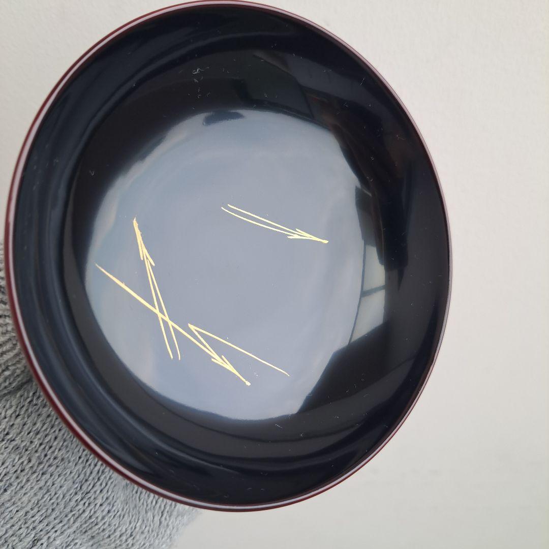 【越前漆器　御吸物椀×5客】天然木製　松笠蒔絵　長期保管品