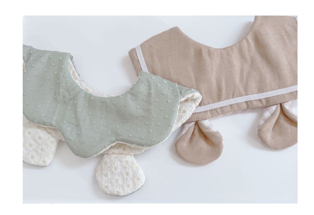 ハンドメイドスタイ　くまみみセーラースタイ　春先。様