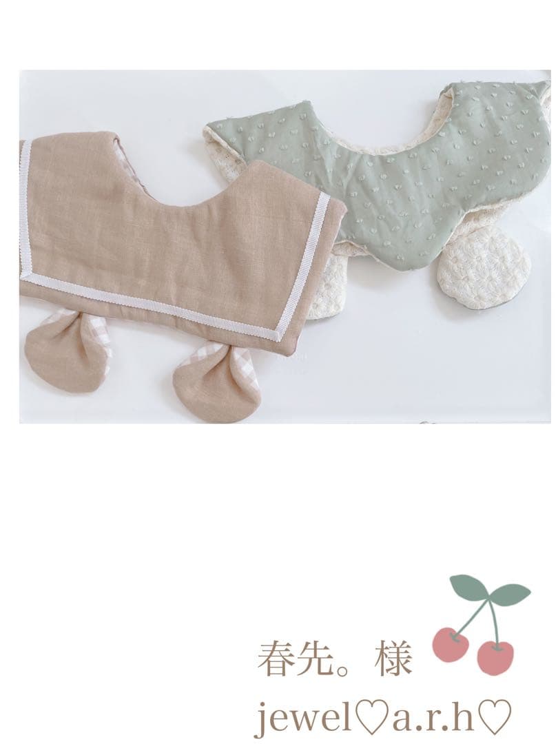 ハンドメイドスタイ　くまみみセーラースタイ　春先。様