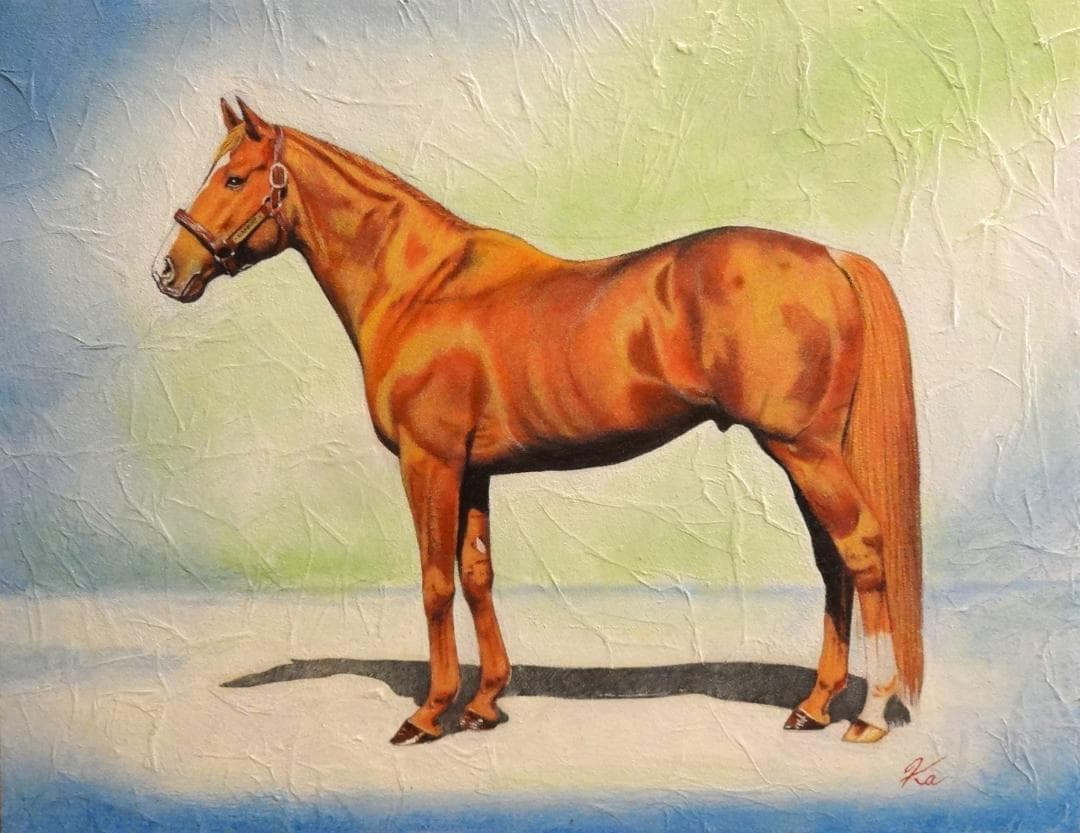 上鈴木正一 油彩画 F6号『 オルフェーヴル号 立ち姿 』オーダー作品です!!