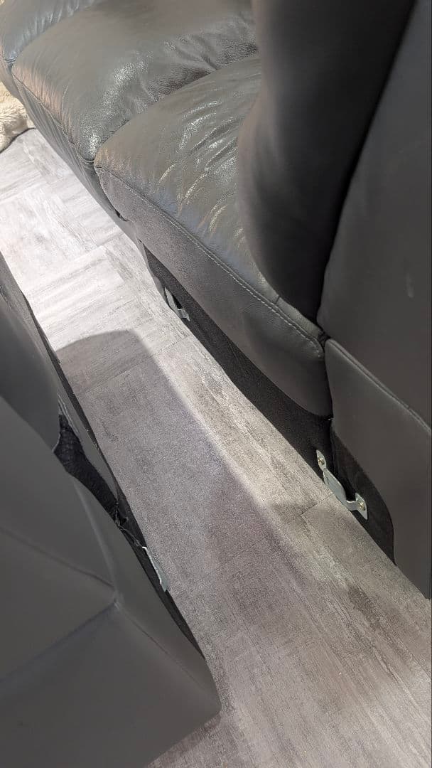 ニトリチャコールグレーPUレザーコーナーソファ L字ソファ合皮引き取り限定