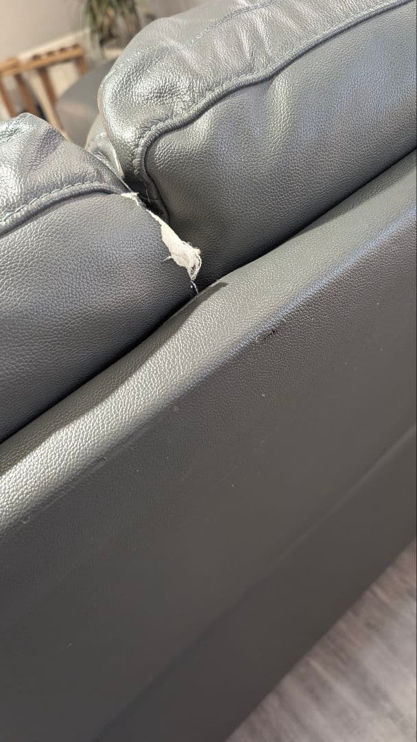 ニトリチャコールグレーPUレザーコーナーソファ L字ソファ合皮引き取り限定