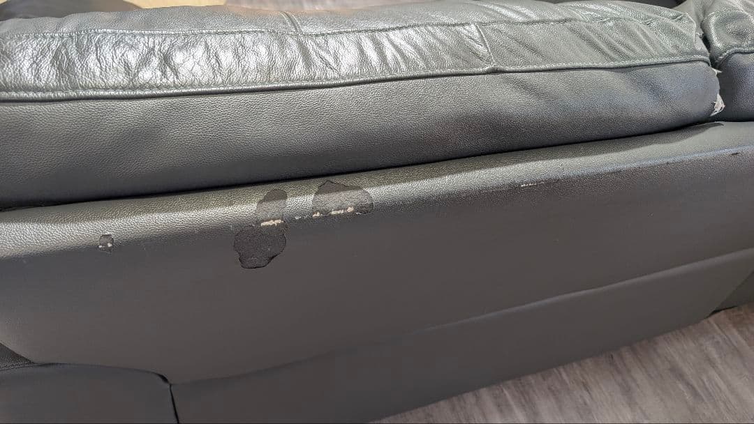 ニトリチャコールグレーPUレザーコーナーソファ L字ソファ合皮引き取り限定