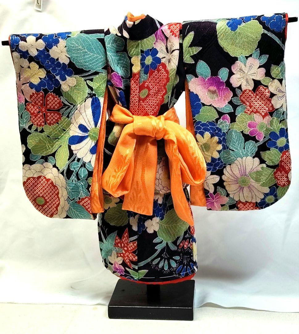 市松さん着物　10号　　ちりめん　　比翼つき