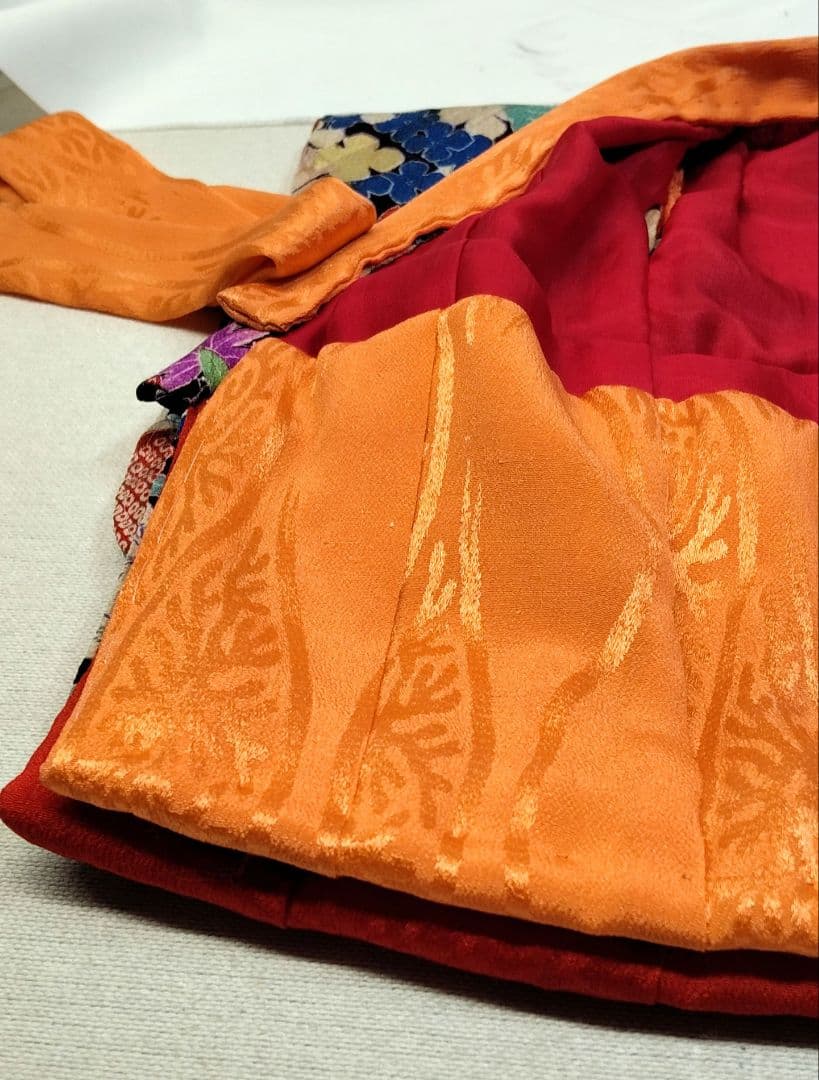 市松さん着物　10号　　ちりめん　　比翼つき