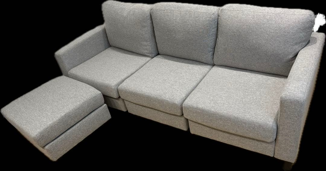 新品同様 3人掛けソファ オットマン付 グレー 北欧 幅170①