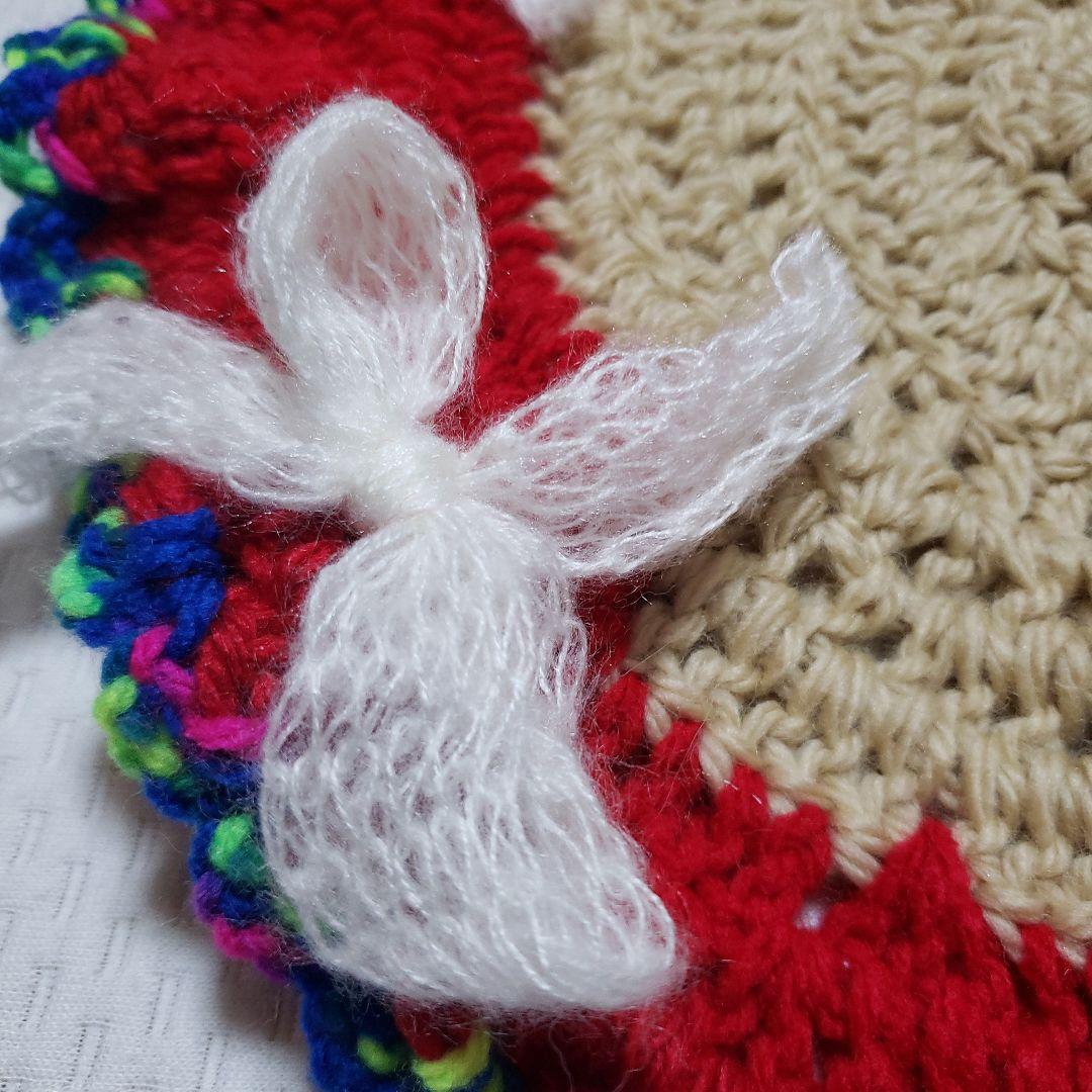 おばあちゃん新作❣️クリスマス　フリル　マルチカバー　マルチマット　円座　鍵編み