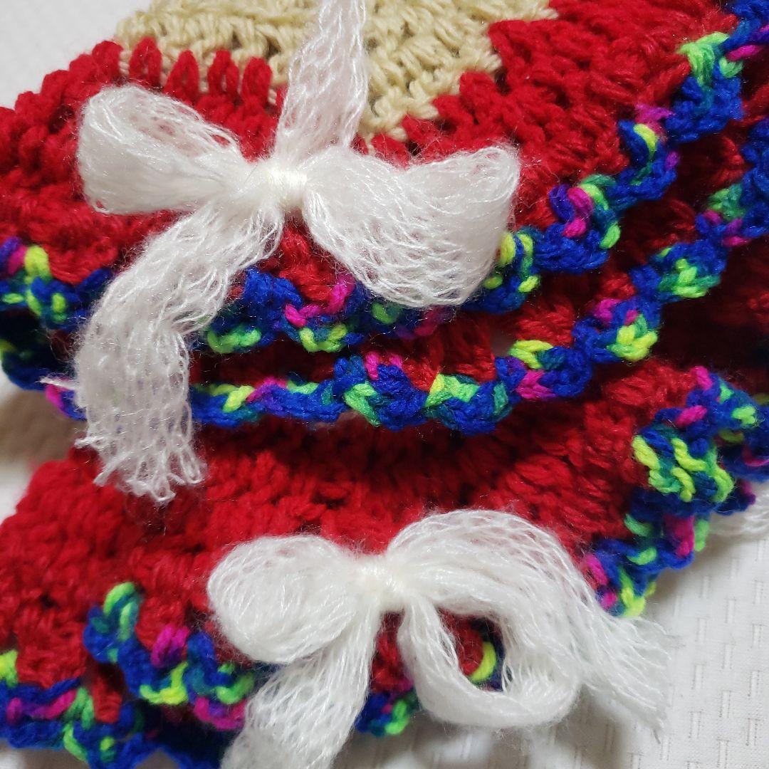 おばあちゃん新作❣️クリスマス　フリル　マルチカバー　マルチマット　円座　鍵編み