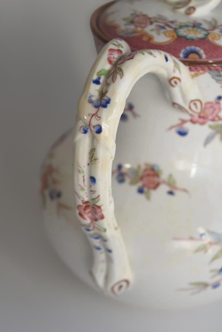 訳有サルグミンヌ　ミントン216　ピンクのティーポット　フランスアンティーク