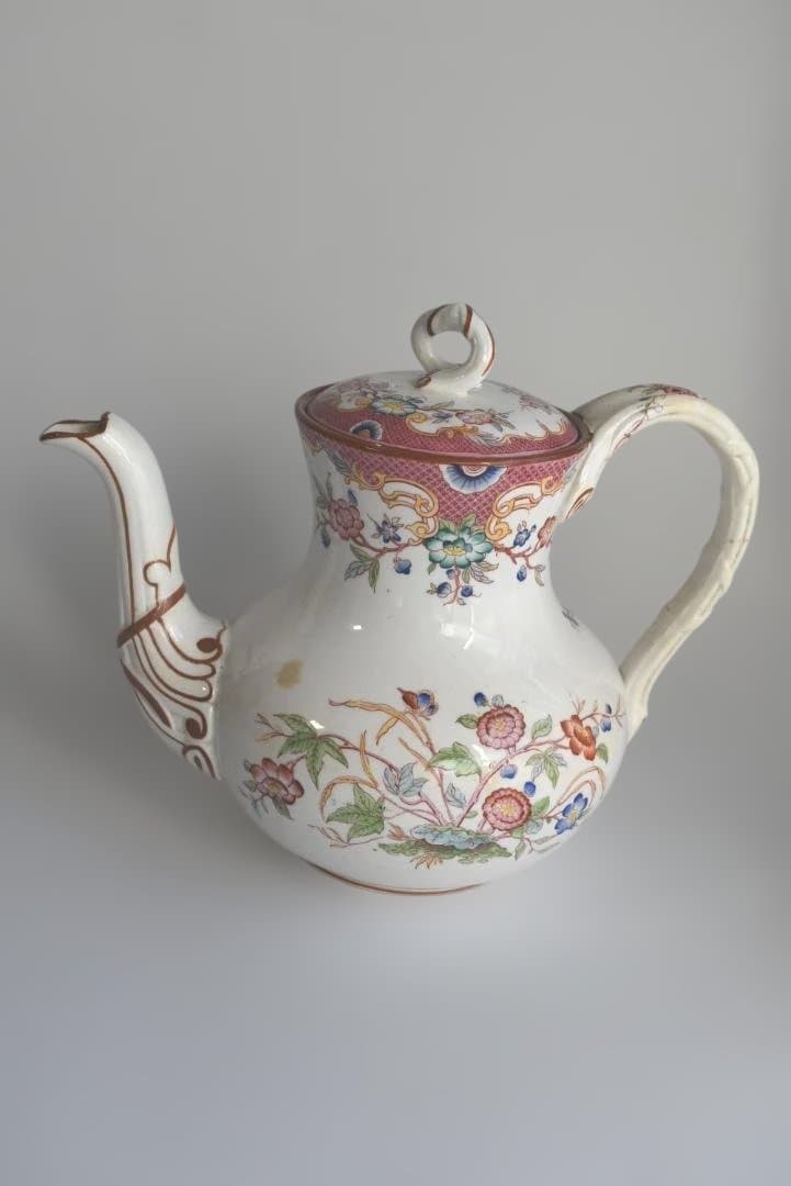 訳有サルグミンヌ　ミントン216　ピンクのティーポット　フランスアンティーク