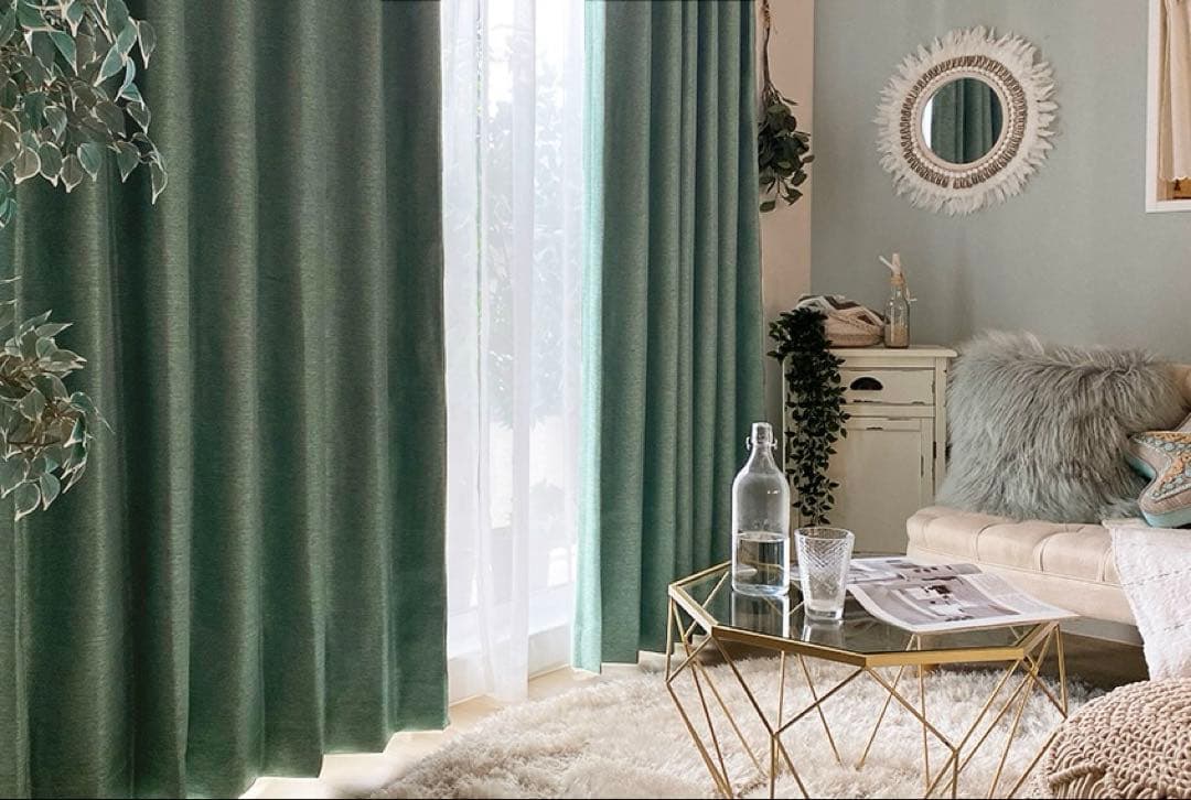 光沢　遮光1級　グリーンカーテン　緑