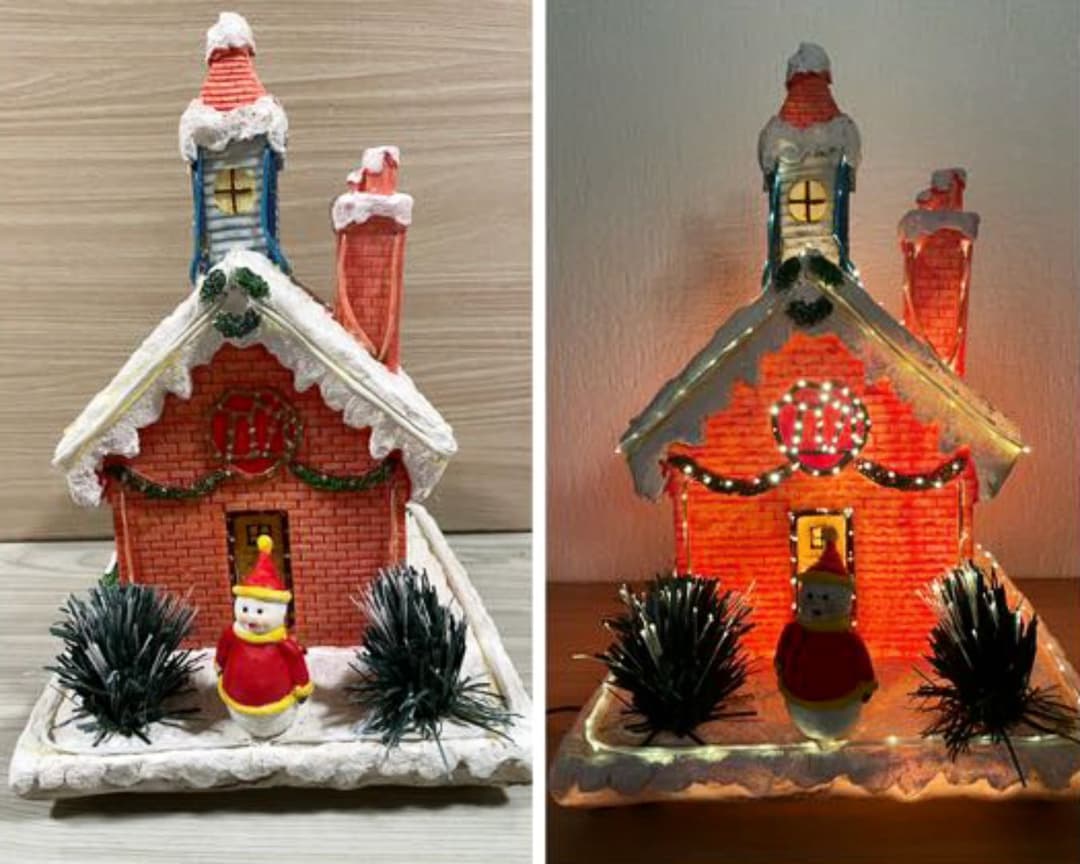 北　クリスマスライトハウス　イルミネーションハウス　キャンドル置物 ３２cm