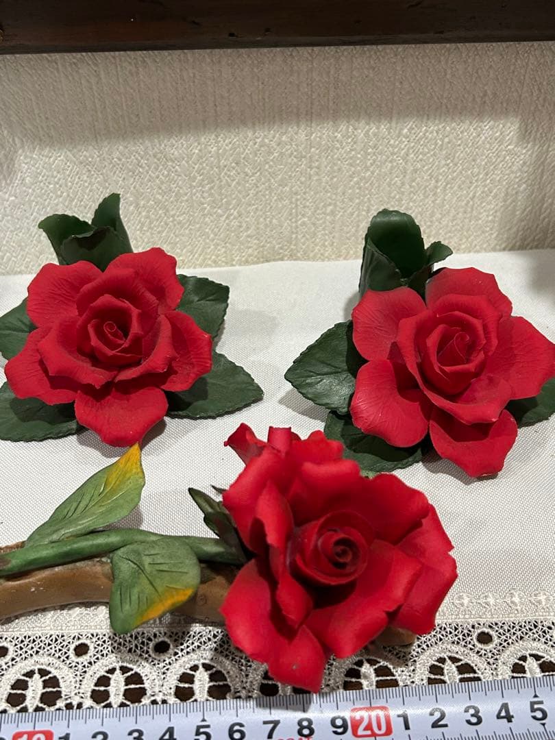 カポディモンテ　イタリア　陶花　薔薇バラ　置物　オブジェ