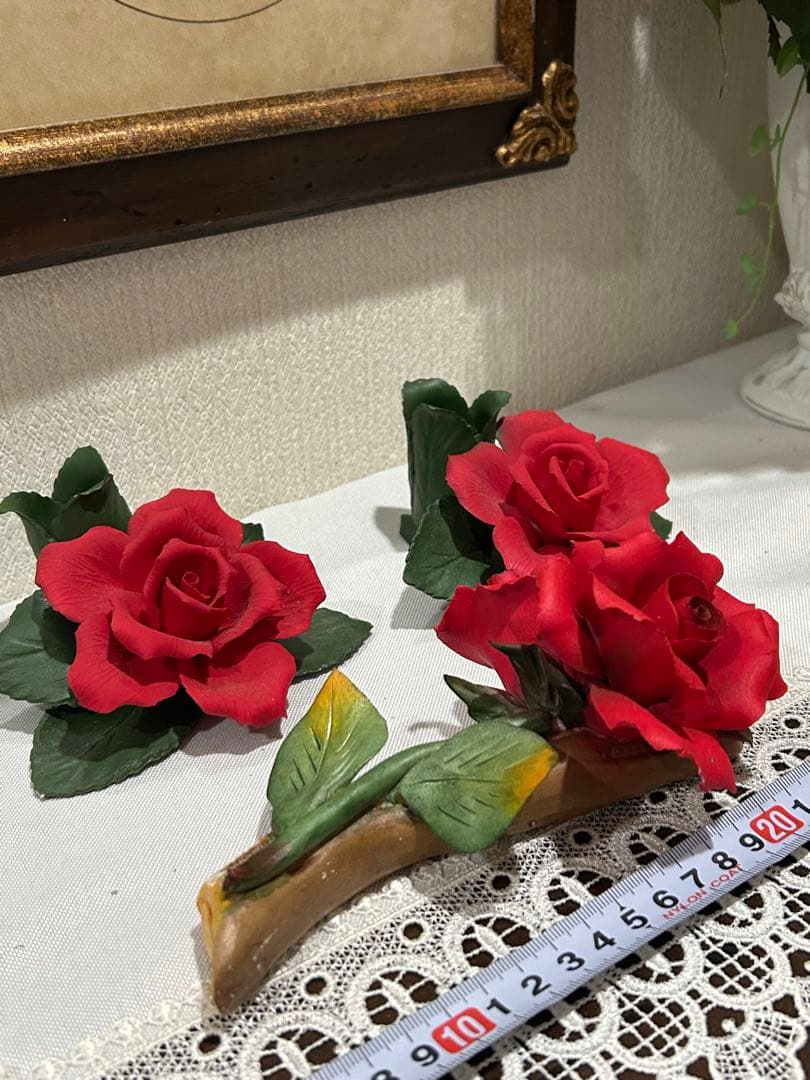 カポディモンテ　イタリア　陶花　薔薇バラ　置物　オブジェ