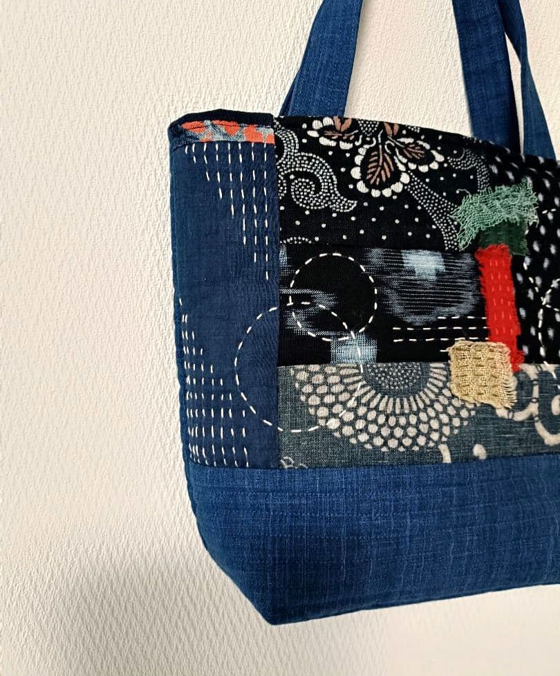 古布　藍染　型染　絣 トートバッグ