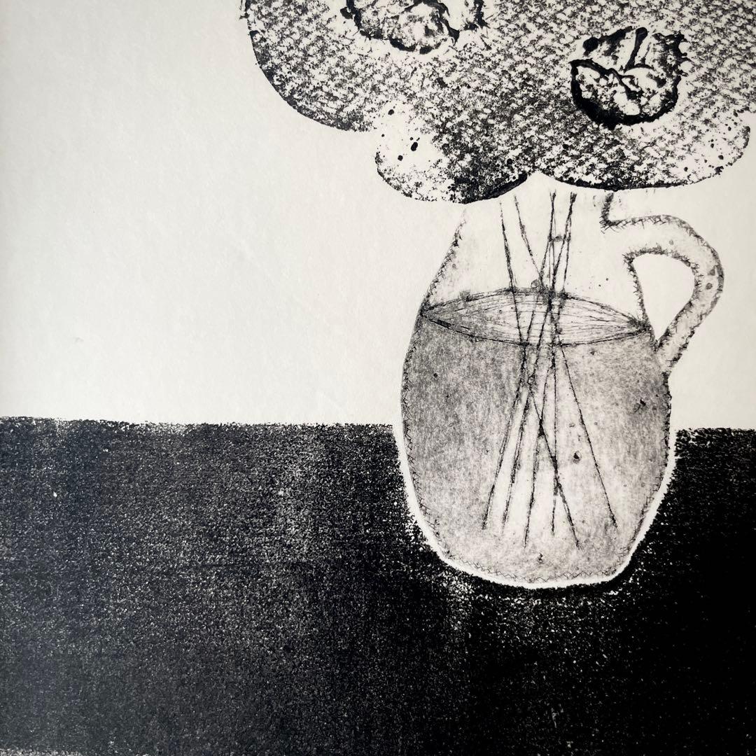 紙版画 ドライポイント&コラグラフ『ひみつの花束。』【木製額縁入り】