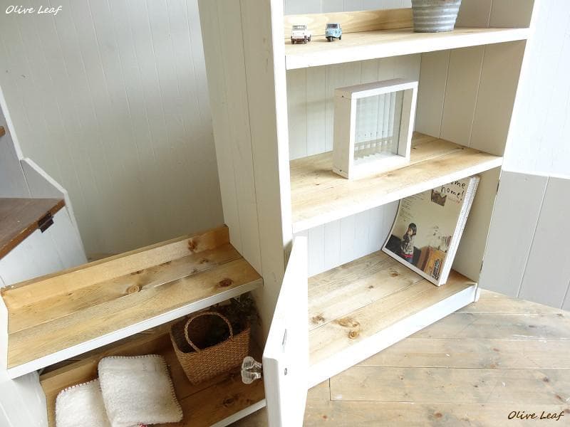 サイズデザインオーダー可！２扉キッズハンガーキャビネットシャビーホワイト受注製作