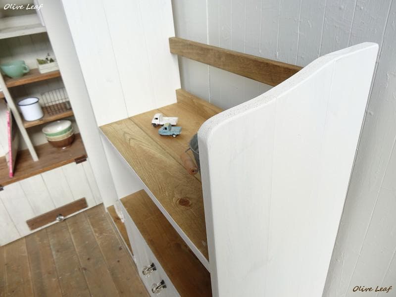 サイズデザインオーダー可！２扉キッズハンガーキャビネットシャビーホワイト受注製作