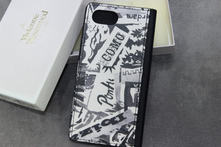 ヴィヴィアンウエストウッド iPhone 7 / 8 白黒 手帳型 スマホケース