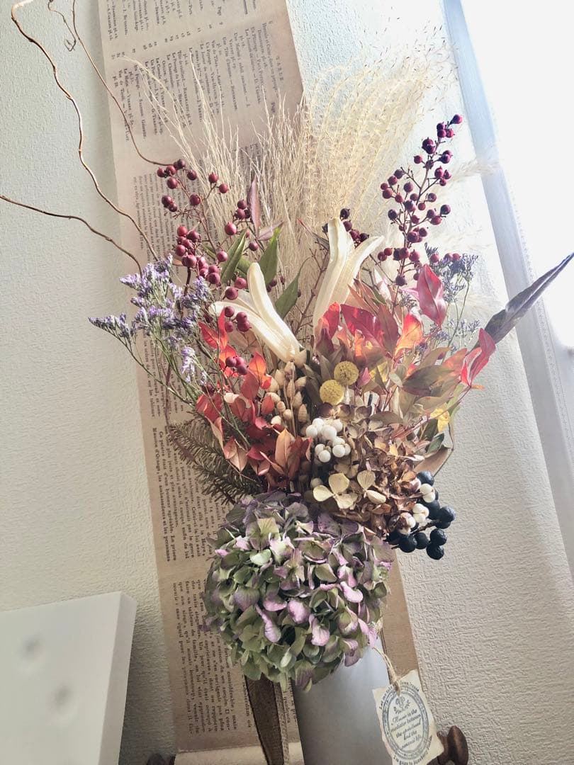 和モダン　大きめスワッグ　ブーケ　リース　ガーランド　ドライフラワー　インテリア