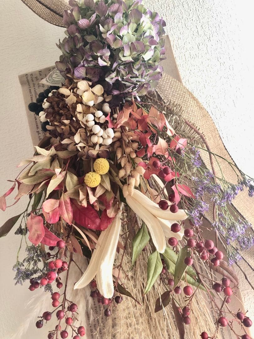 和モダン　大きめスワッグ　ブーケ　リース　ガーランド　ドライフラワー　インテリア