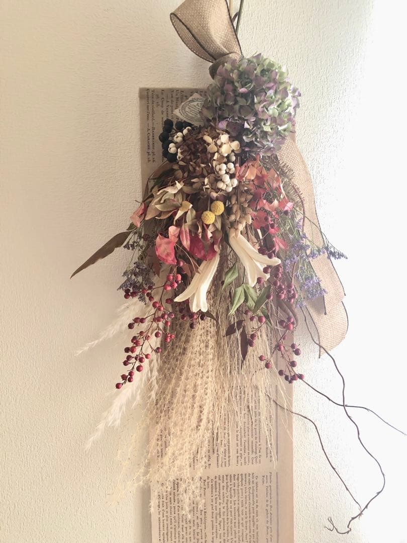 和モダン　大きめスワッグ　ブーケ　リース　ガーランド　ドライフラワー　インテリア