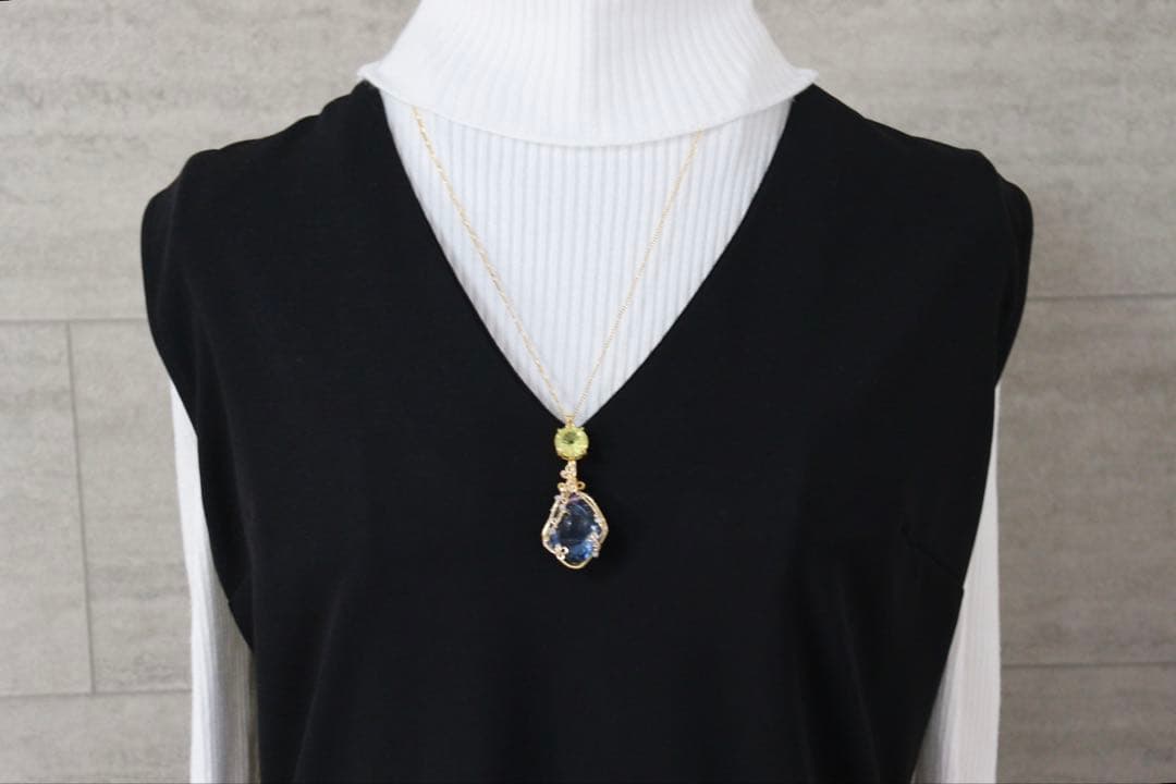 アースシャーマンアンダラクリスタル×レモンクォーツのワイヤージュエリーネックレス