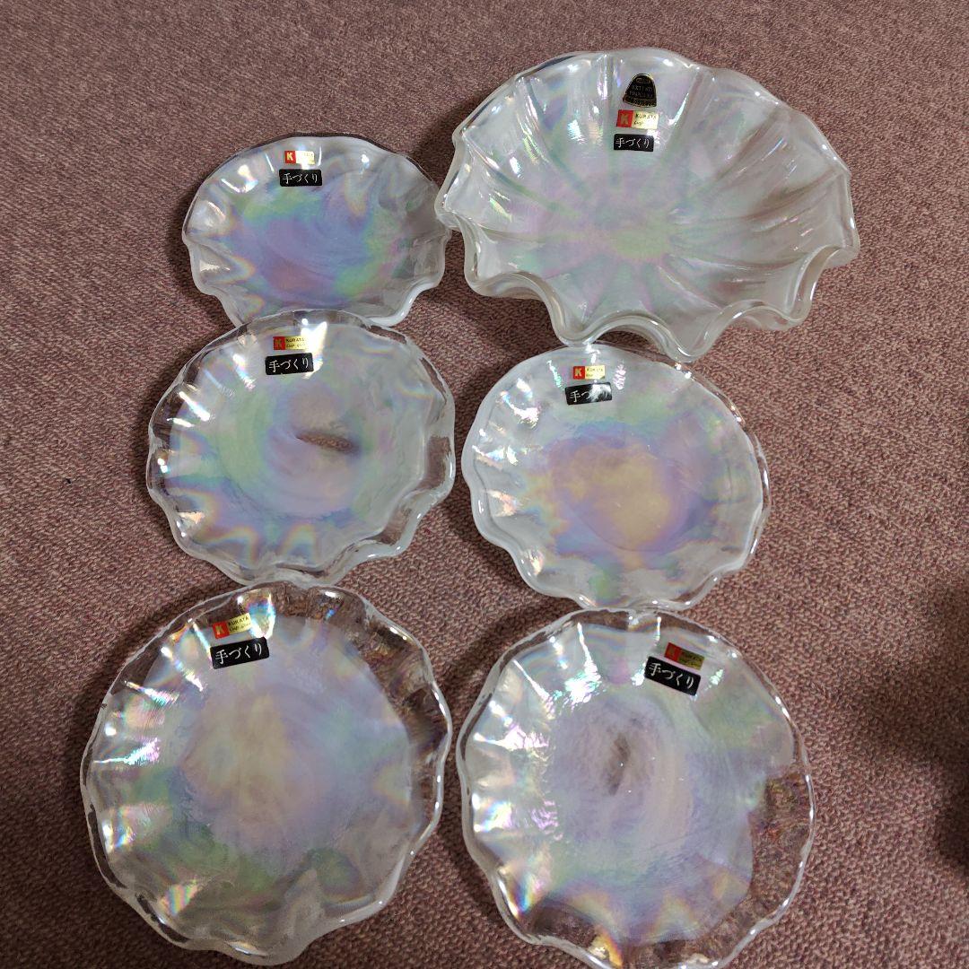 【新品未使用】 昭和レトロ KURATA クラタクラフトガラス 皿セット